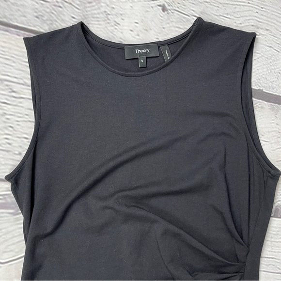 THEORY Jorainna SL2 black stretch cotton midi sheath dress, size S - Picture 6 of 12